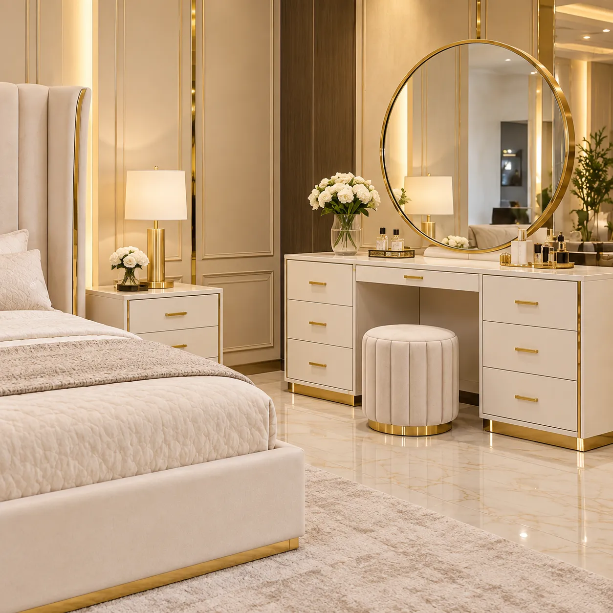 BB-102 Ivory Royale Gold Bedroom Set image 2