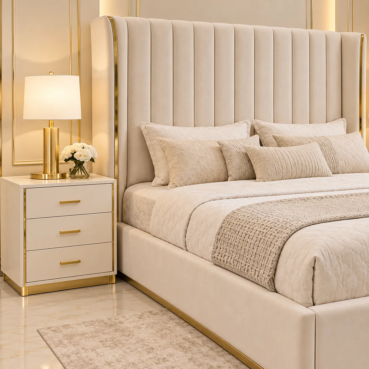 BB-102 Ivory Royale Gold Bedroom Set image 3