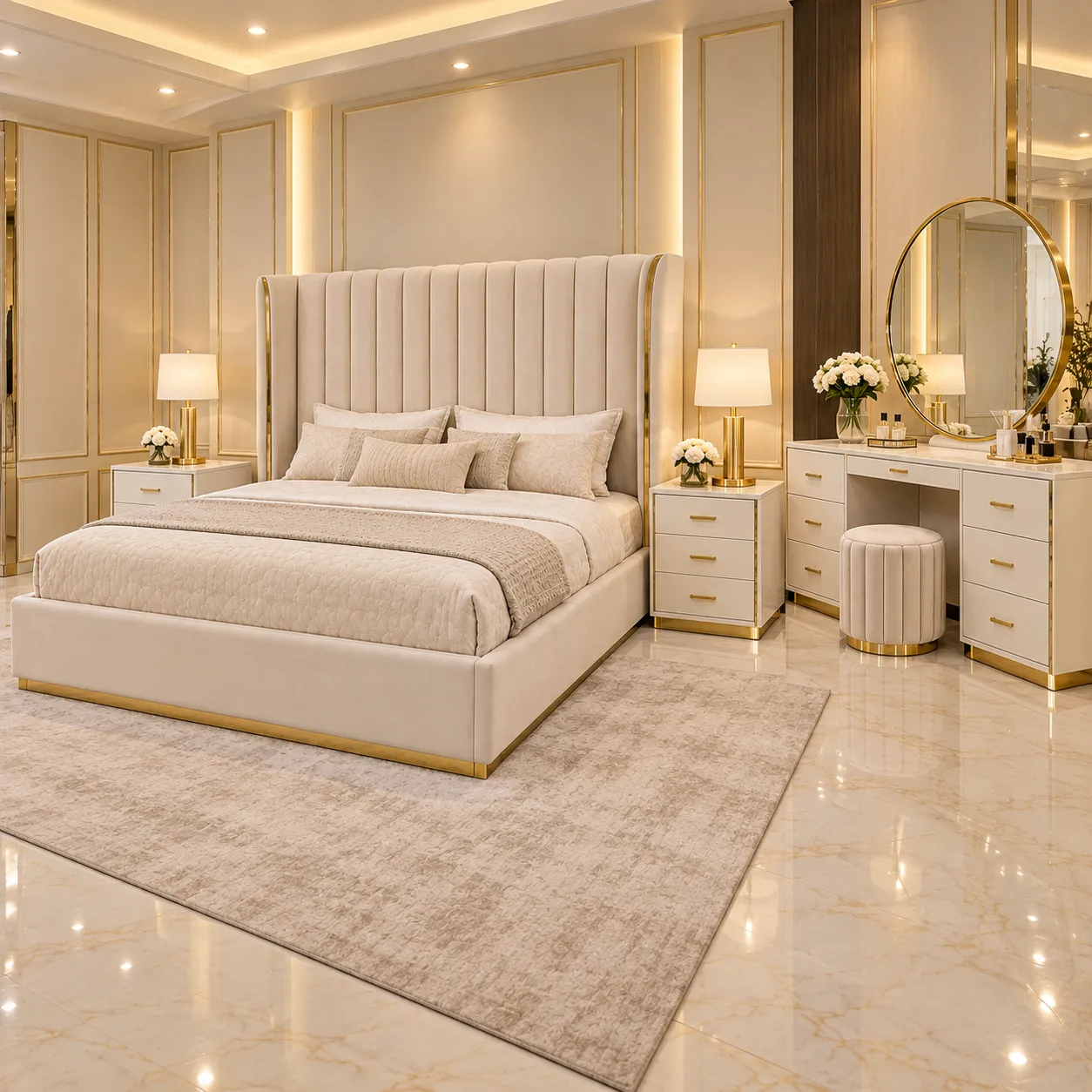 BB-102 Ivory Royale Gold Bedroom Set image 4