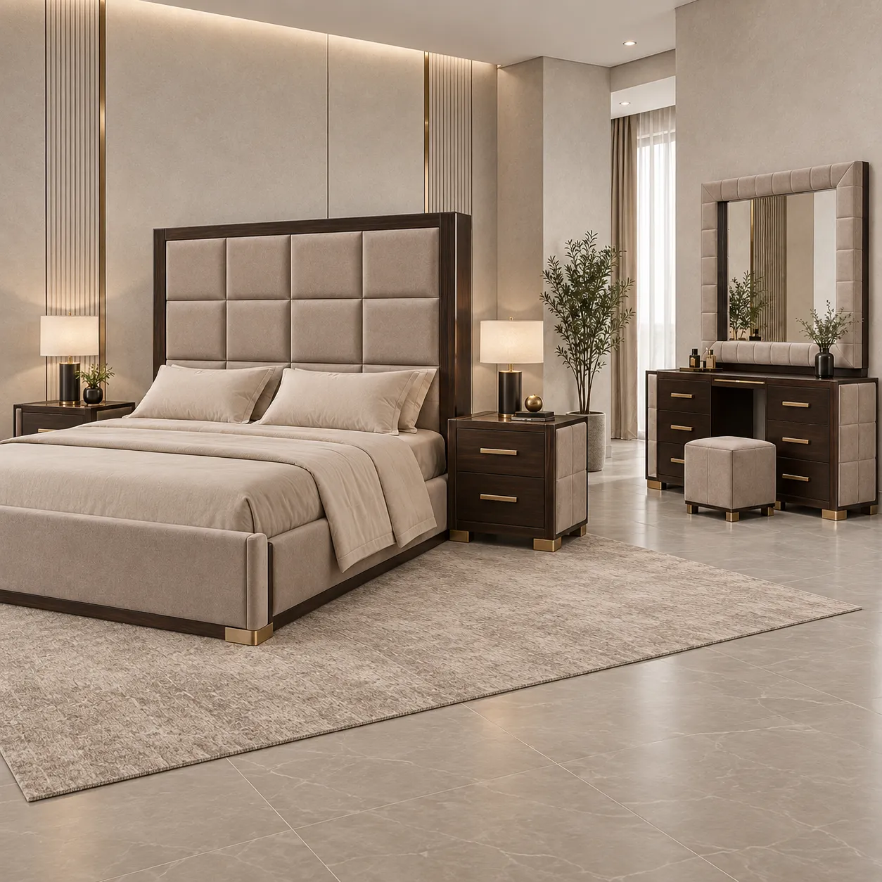 BB-103 Walnut Royale Upholstered Bedroom Set image 2