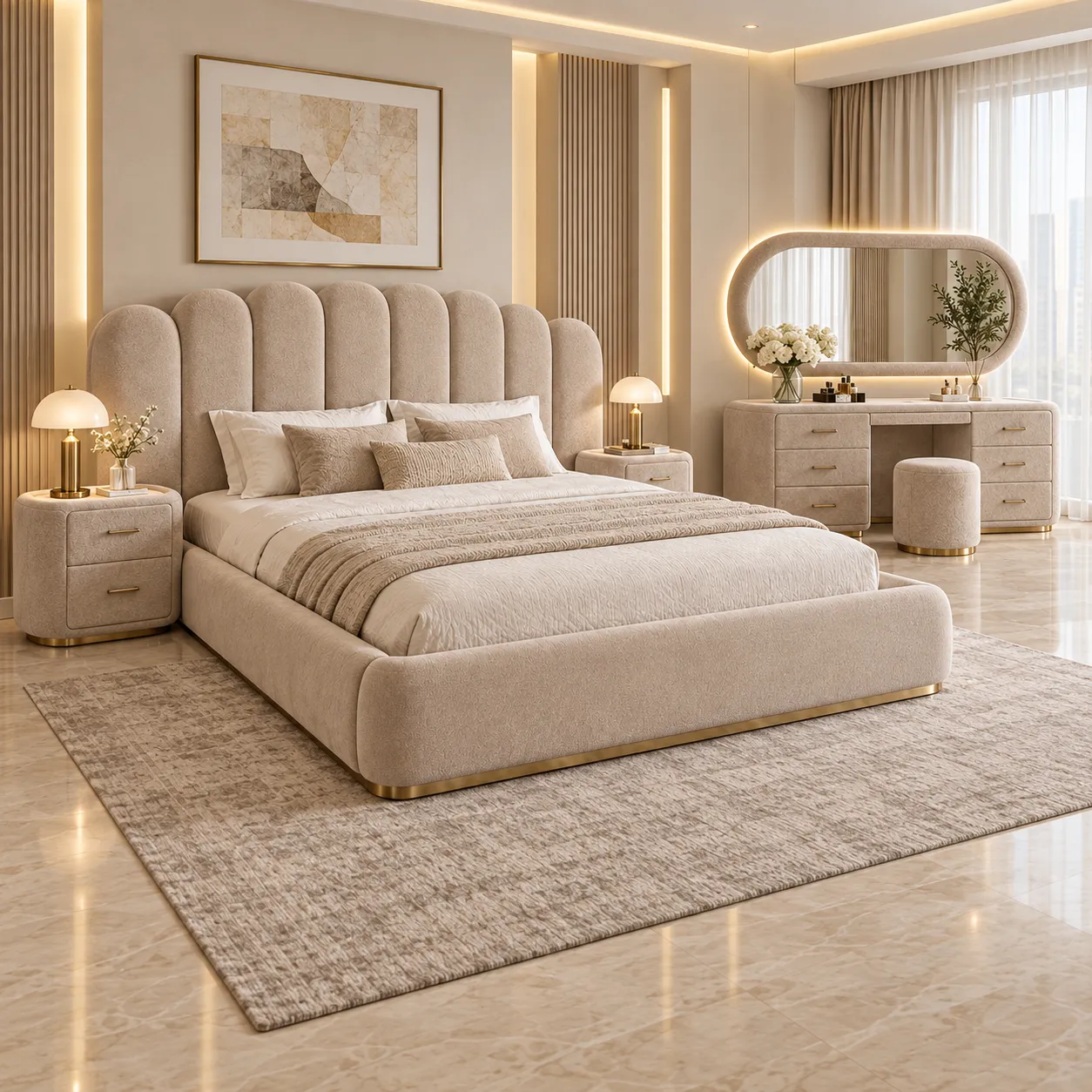 BB-104 Ivory Bloom Scallop Bedroom Set image 3
