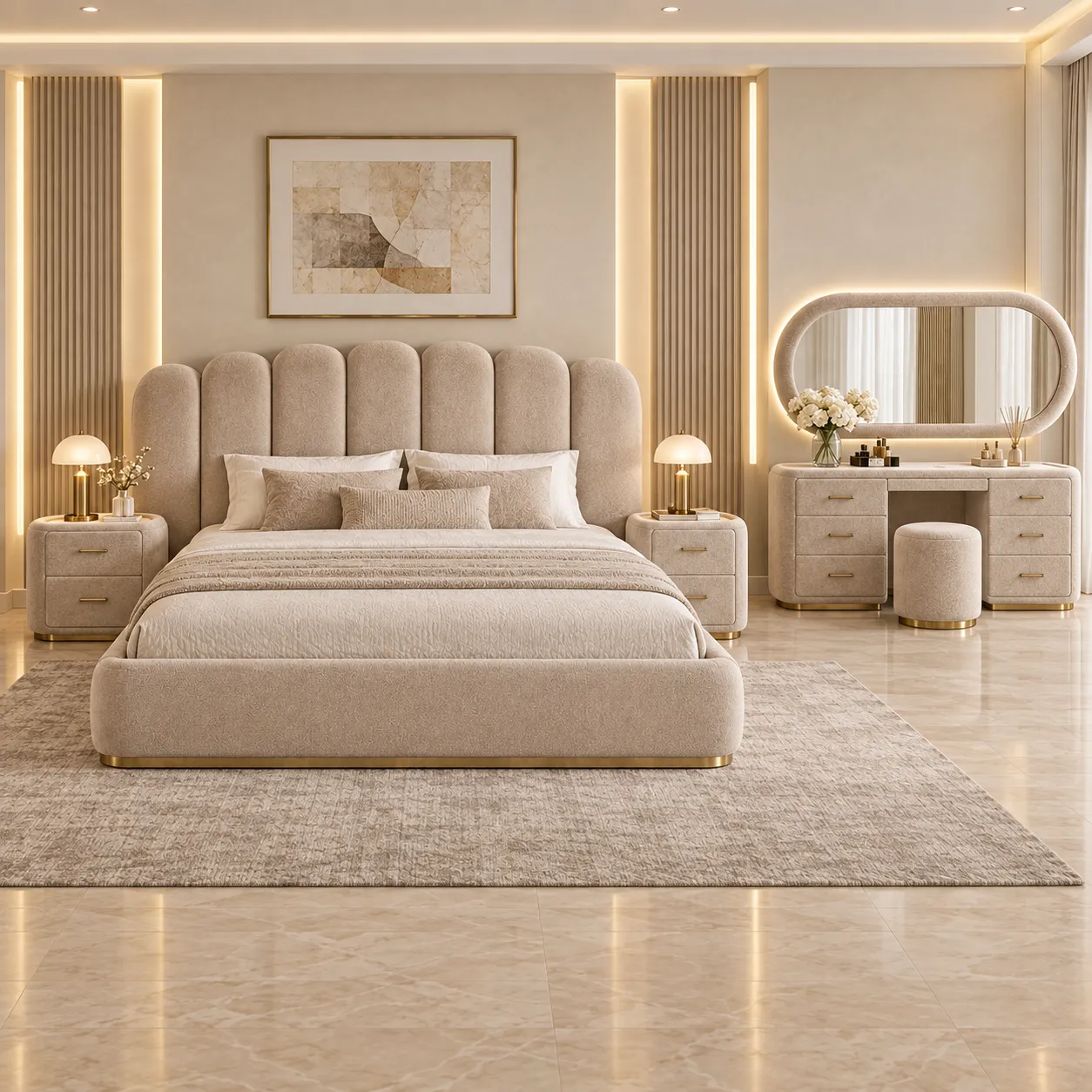 BB-104 Ivory Bloom Scallop Bedroom Set image 4