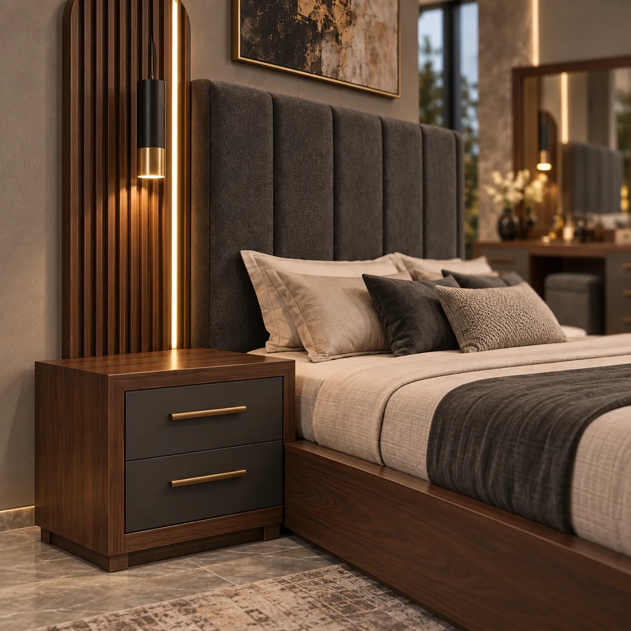BB-106 Imperial Walnut LED Bedroom Set image 2