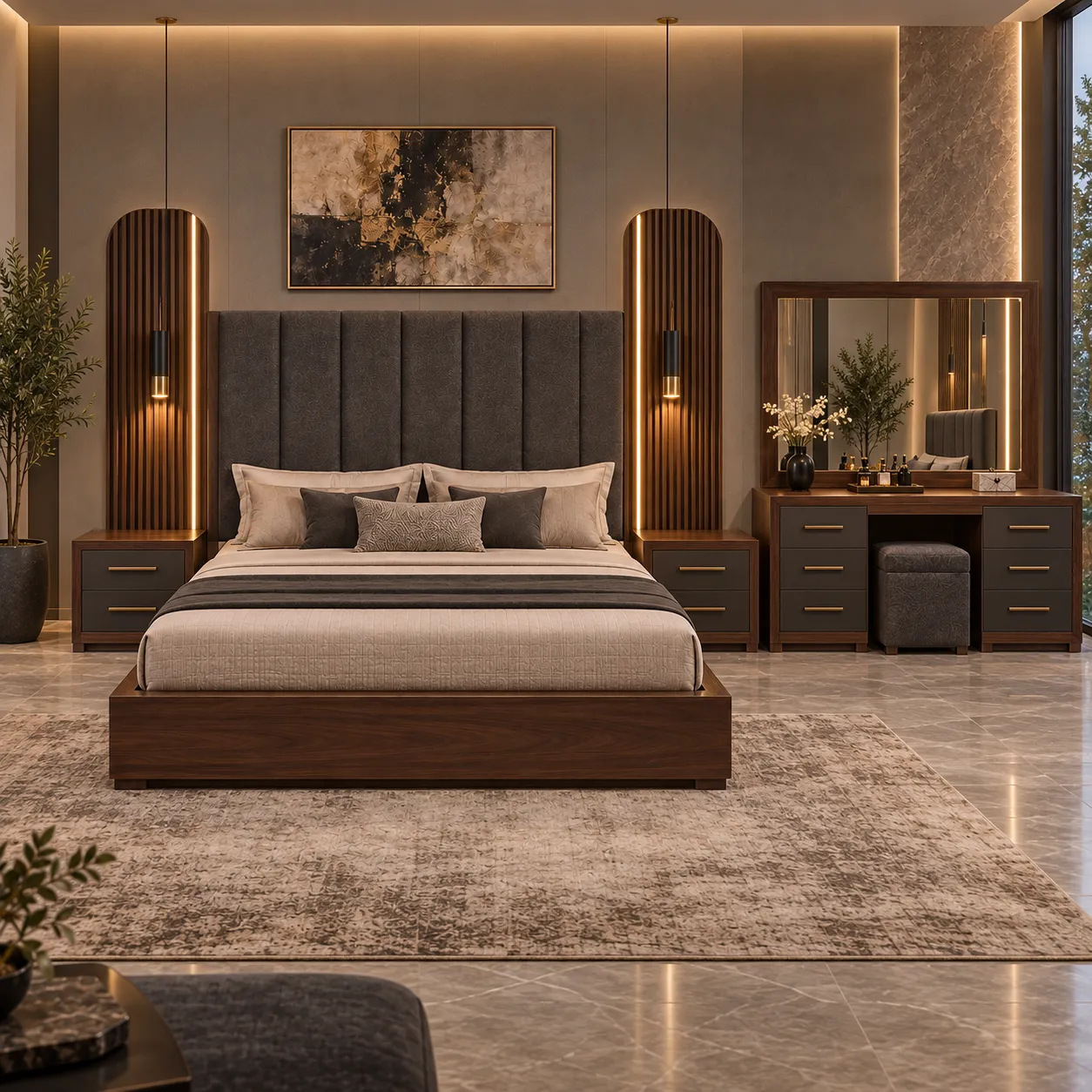 BB-106 Imperial Walnut LED Bedroom Set image 3