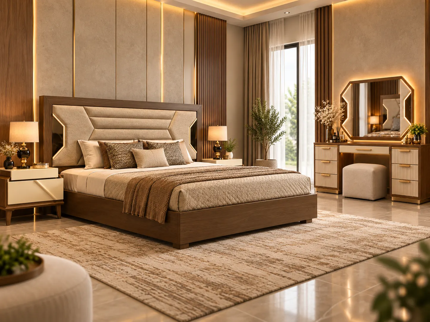 Verona Walnut Luxe Bed Set image 3