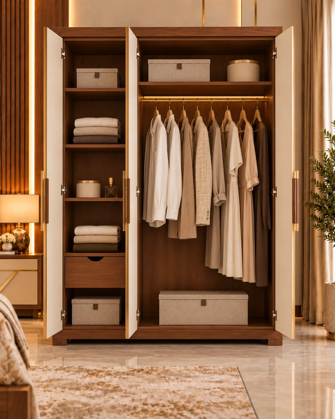 Verona Walnut 3-Door Wardrobe image 2