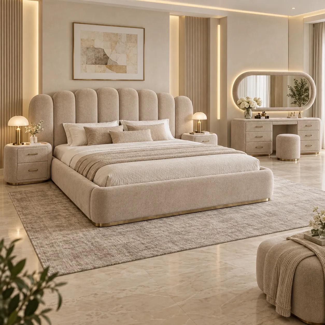 BB-104 Ivory Bloom Scallop Bedroom Set