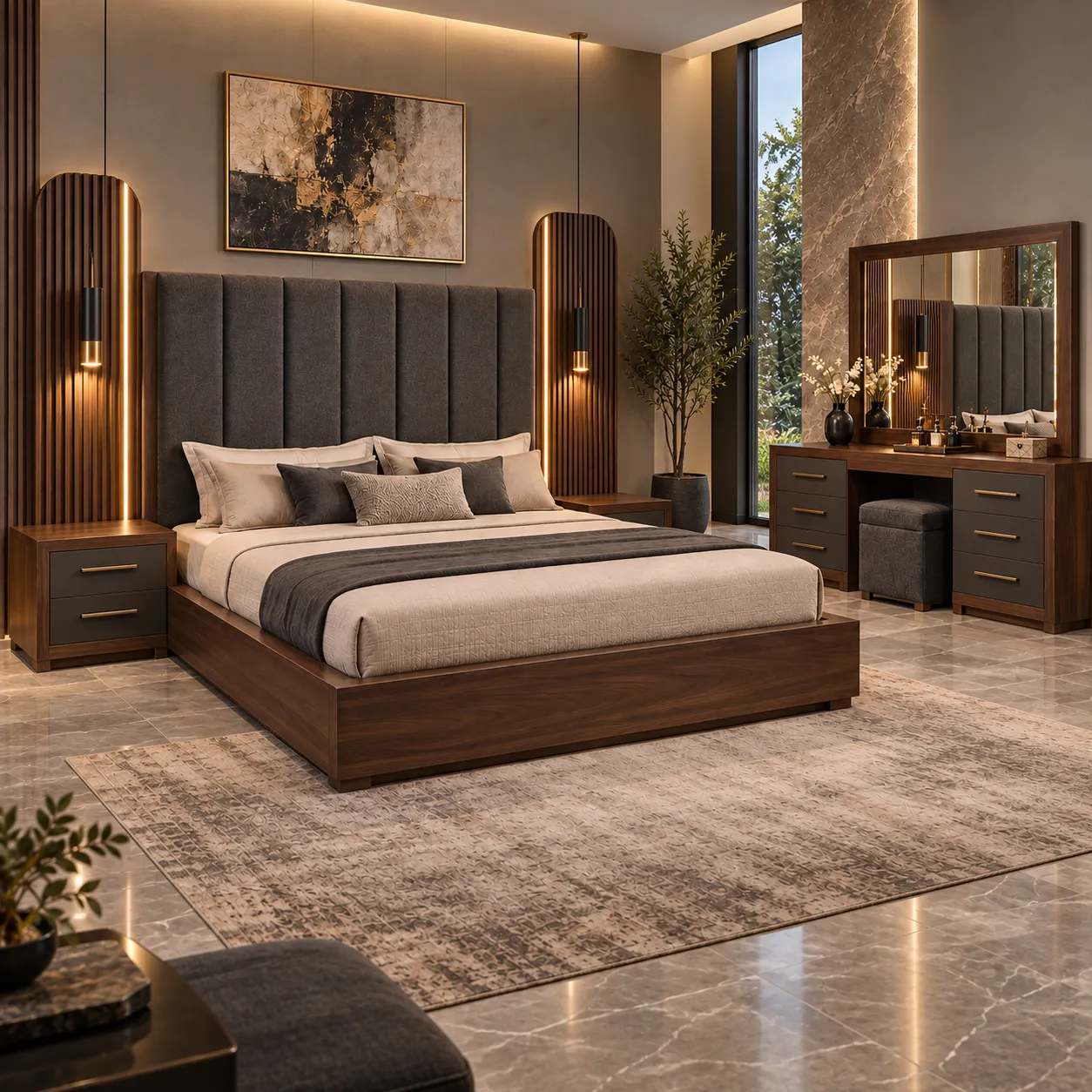 BB-106 Imperial Walnut LED Bedroom Set