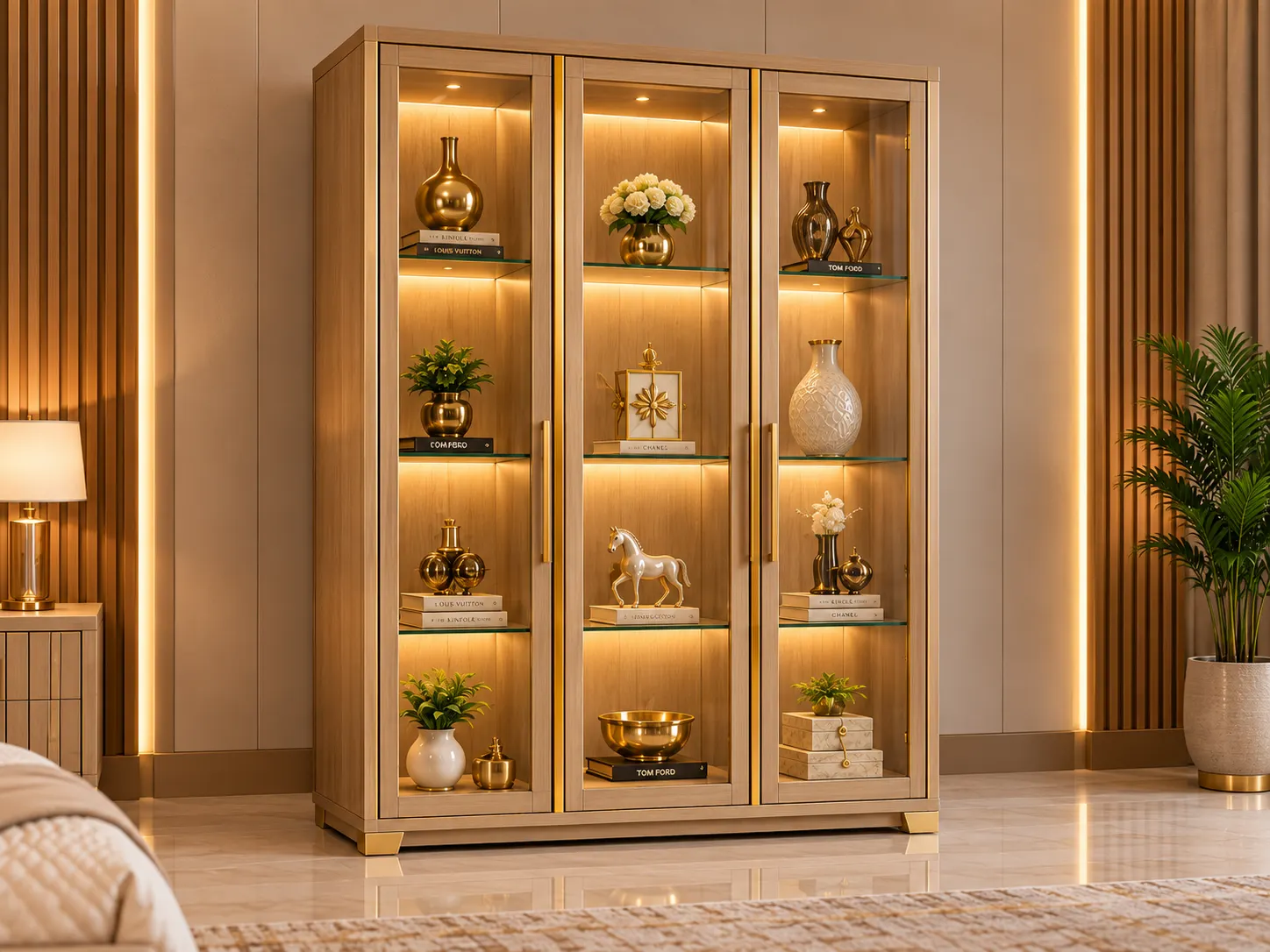 Luxury 3-Door Glass Display Showcase