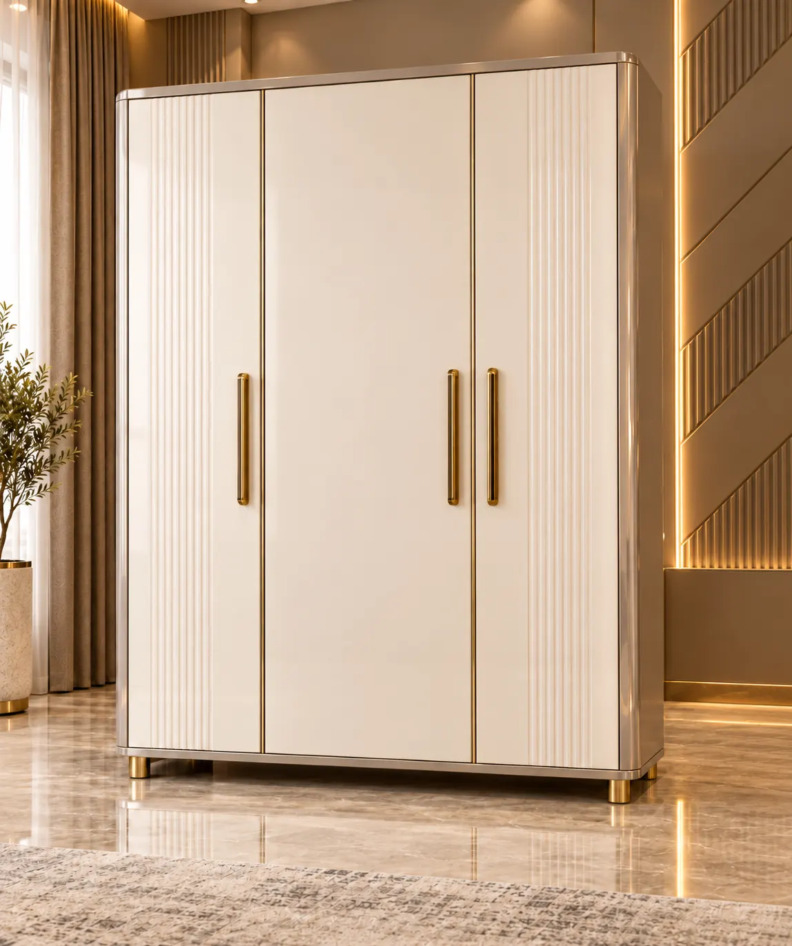 Ivory Crest 3-Door Wardrobe - Wardrobe furniture by Baba Furniture Faisalabad