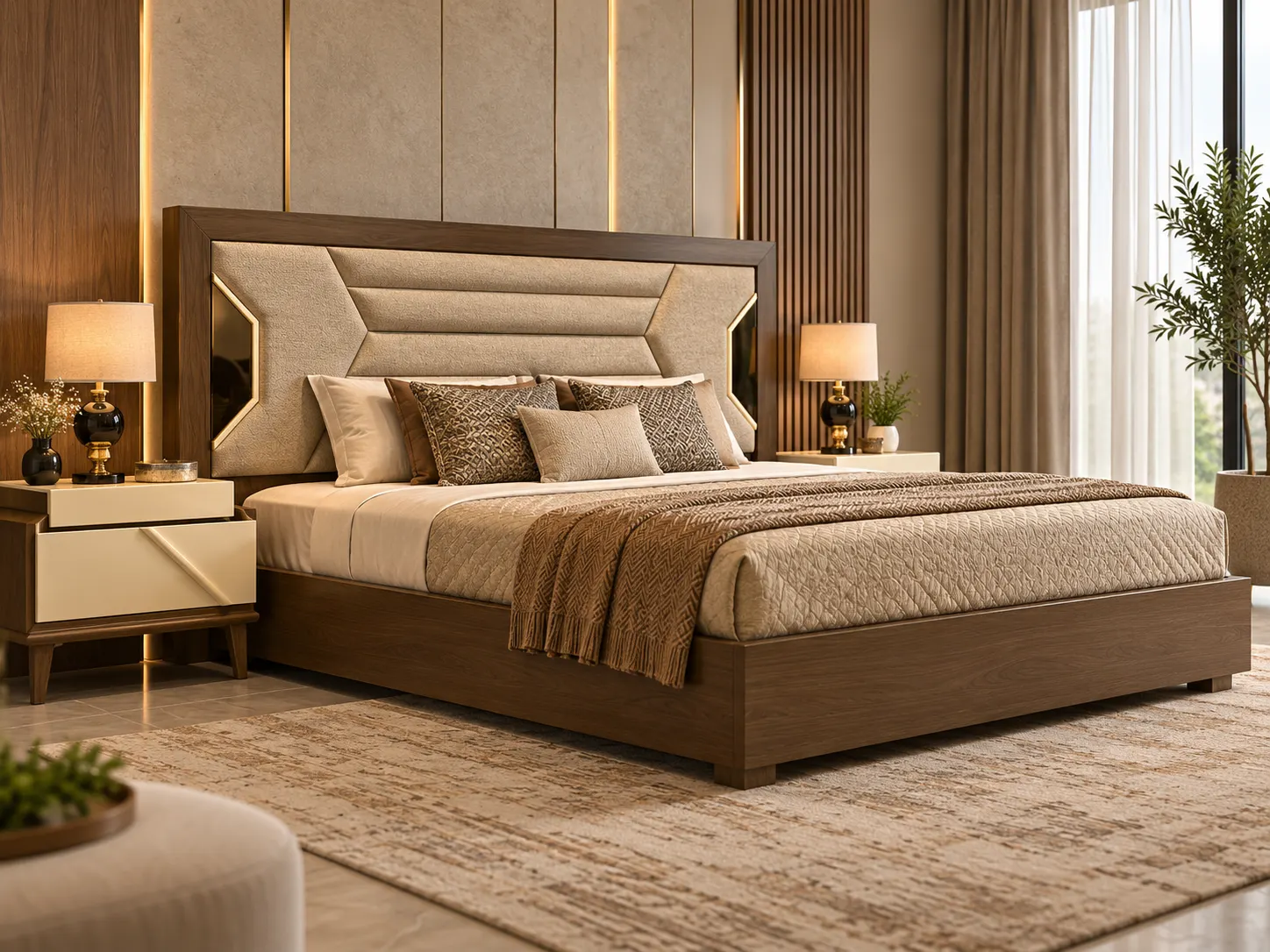 Verona Walnut Luxe Bed Set