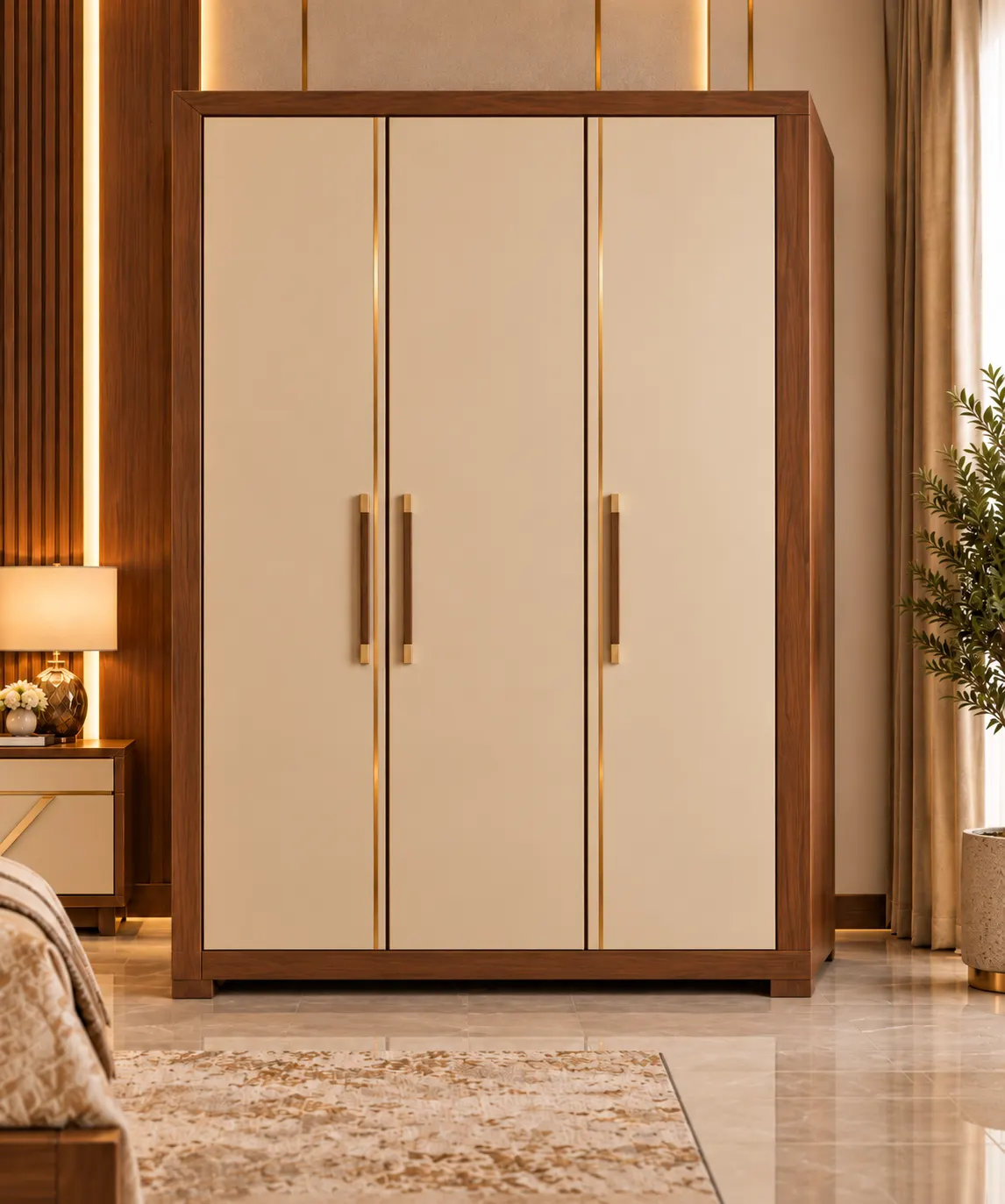 Verona Walnut 3-Door Wardrobe